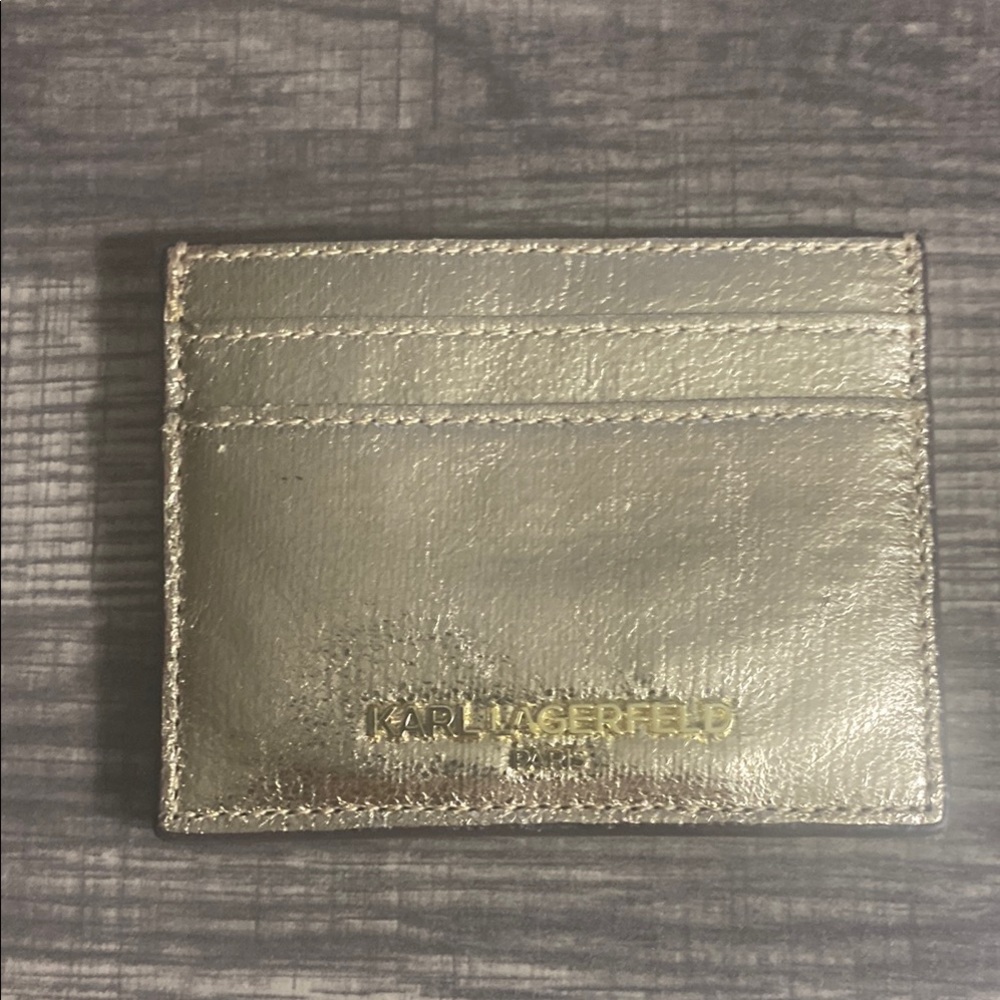 Karl Lagerfeld Metallic Gold Card Holder